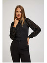 Moodo Čierna blúzka s ozdobnými rukávmi Moodo