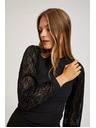 Moodo Čierna blúzka s ozdobnými rukávmi Moodo