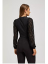 Moodo Čierna blúzka s ozdobnými rukávmi Moodo