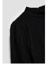 Moodo Čierna blúzka s polo výstrihom a nafúknutými rukávmi Moodo