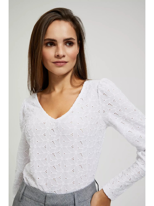 Moodo Tyrkysová blúzka s výstrihom do véčka Moodo