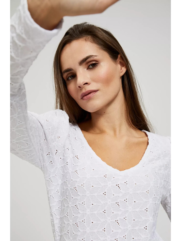 Moodo Tyrkysová blúzka s výstrihom do véčka Moodo