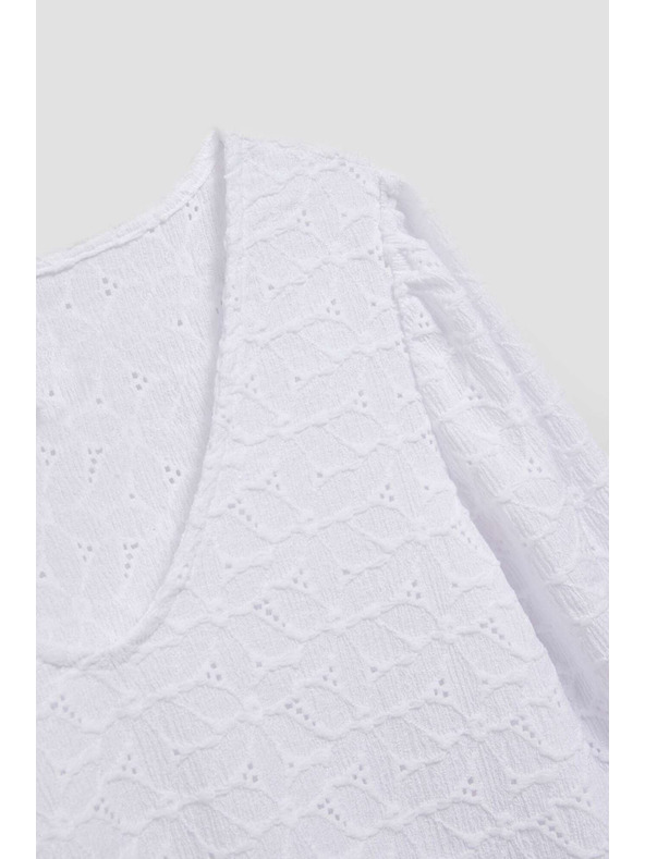 Moodo Tyrkysová blúzka s výstrihom do véčka Moodo