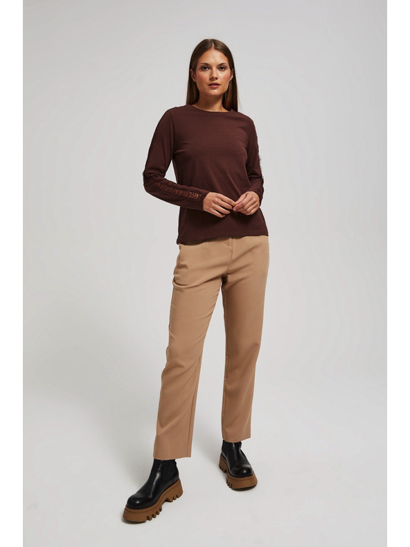 Moodo Tričko s čipkou na rukávoch Moodo