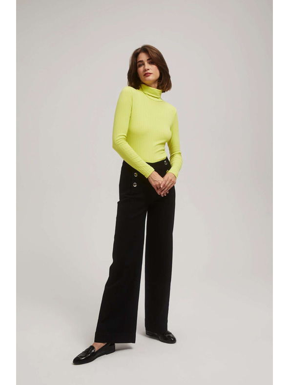 Moodo Rebrovaná blúzka so stojačikom limetková Moodo