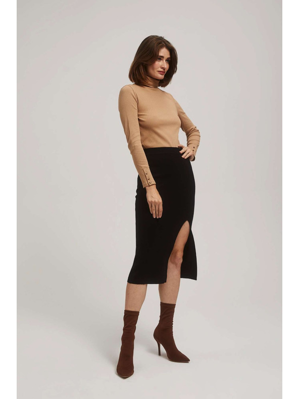 Moodo Rebrovaná blúzka so stojačikom Moodo