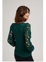 Moodo Smaragdové tričko s čipkovanými rukávmi Moodo