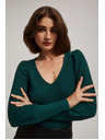Moodo Smaragdová blúzka s výstrihom do V Moodo