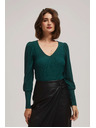 Moodo Smaragdová blúzka s výstrihom do V Moodo