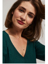 Moodo Smaragdová blúzka s výstrihom do V Moodo