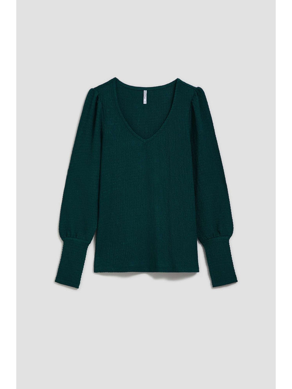 Moodo Smaragdová blúzka s výstrihom do V Moodo