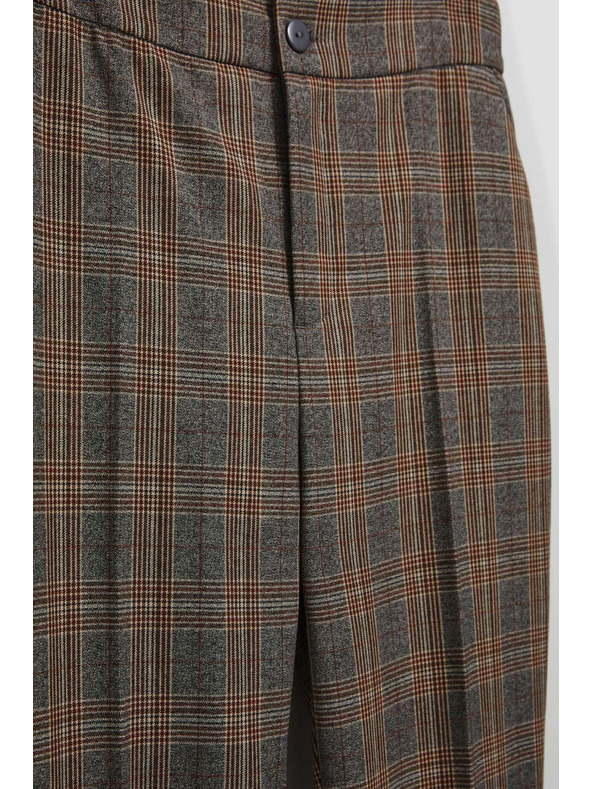 Moodo Šedé kockované nohavice Moodo