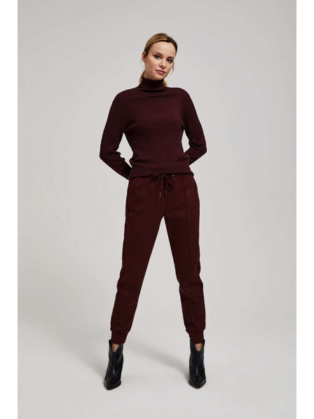 Moodo Gaštanové nohavice so šnúrkou Moodo