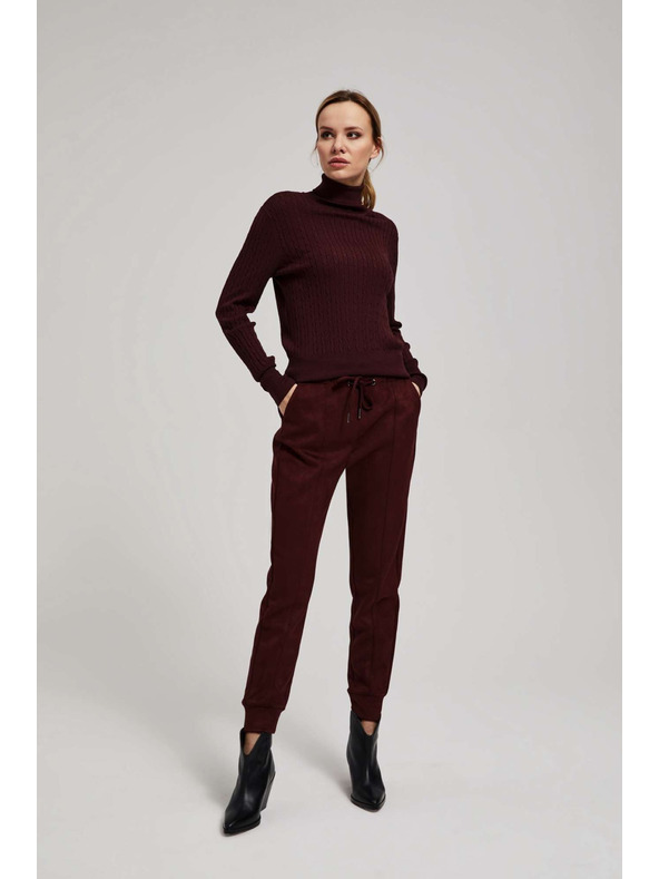 Moodo Gaštanové nohavice so šnúrkou Moodo