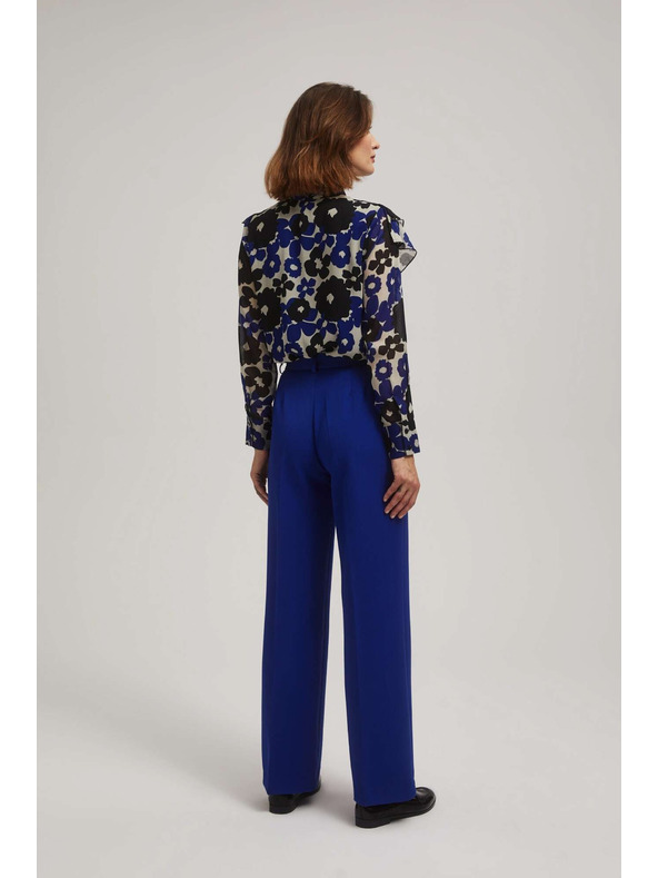 Moodo Modré nohavice so štruktúrou a širokými nohavicami Moodo