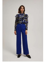 Moodo Modré nohavice so štruktúrou a širokými nohavicami Moodo
