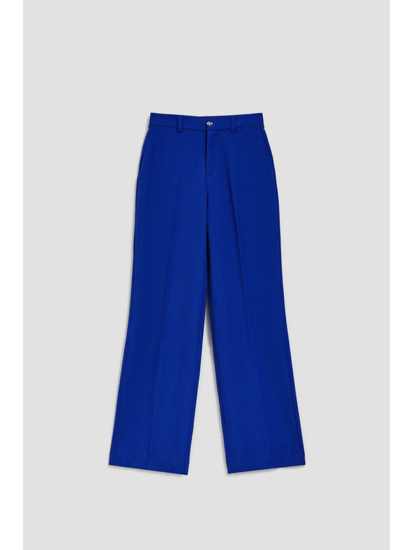 Moodo Modré nohavice so štruktúrou a širokými nohavicami Moodo