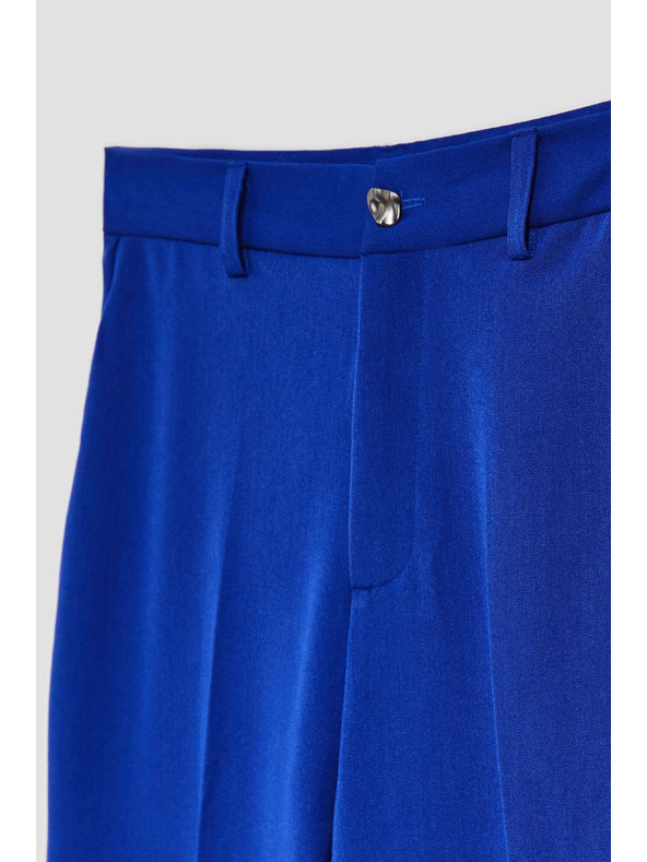 Moodo Modré nohavice so štruktúrou a širokými nohavicami Moodo