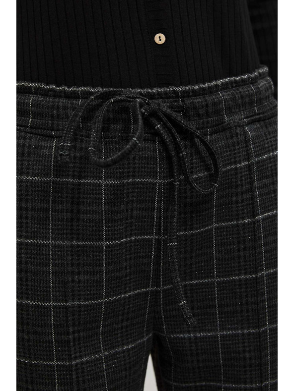 Moodo Čierne kockované nohavice Moodo