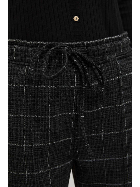 Moodo Čierne kockované nohavice Moodo