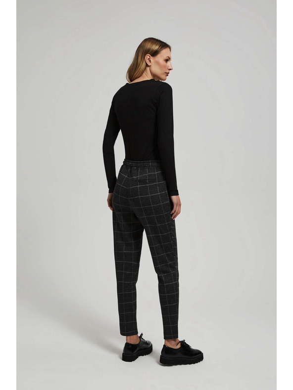 Moodo Čierne kockované nohavice Moodo