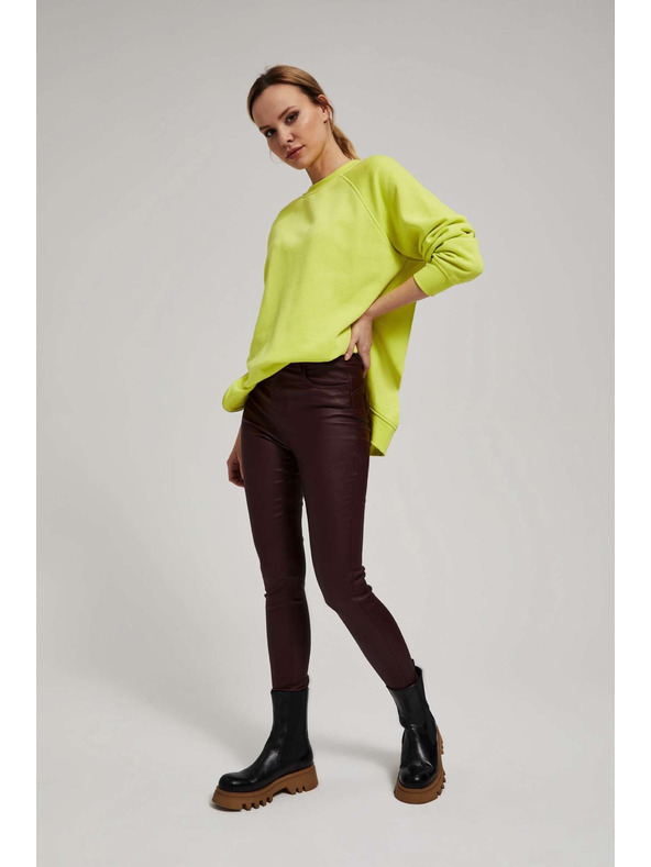 Moodo Voskované úzke nohavice gaštanové Moodo