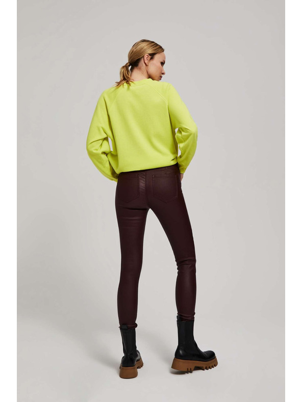 Moodo Voskované úzke nohavice gaštanové Moodo