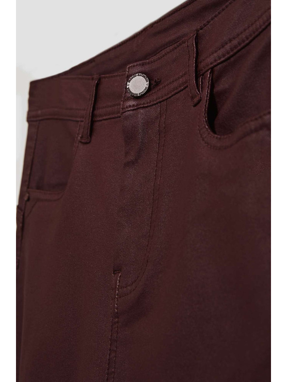 Moodo Voskované úzke nohavice gaštanové Moodo