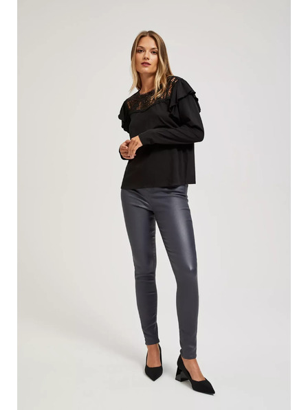 Moodo Voskované úzke nohavice šedé Moodo