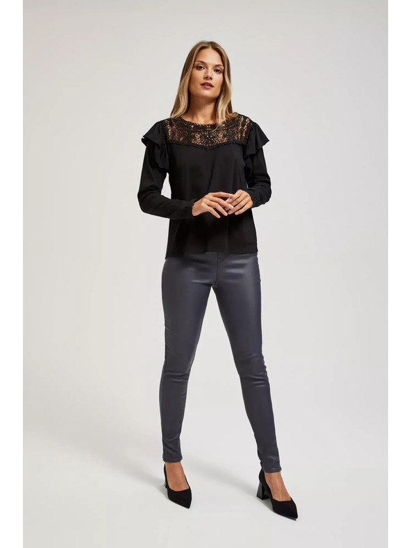 Moodo Voskované úzke nohavice šedé Moodo