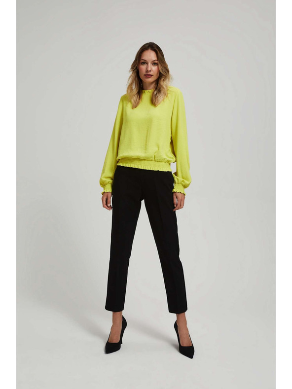 Moodo Čierne nohavice so štruktúrou a 7/8 nohavicami Moodo