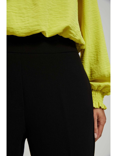 Moodo Čierne nohavice so štruktúrou a 7/8 nohavicami Moodo