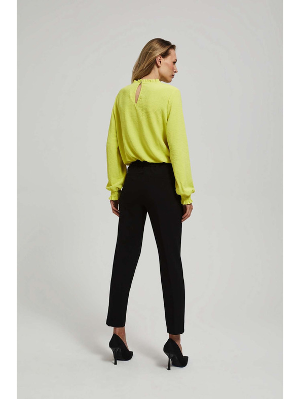 Moodo Čierne nohavice so štruktúrou a 7/8 nohavicami Moodo