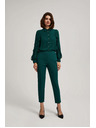 Moodo Smaragdové nohavice so štruktúrou a 7/8 nohavicami Moodo