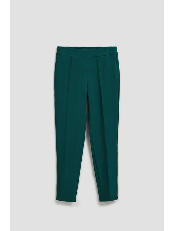 Moodo Smaragdové nohavice so štruktúrou a 7/8 nohavicami Moodo