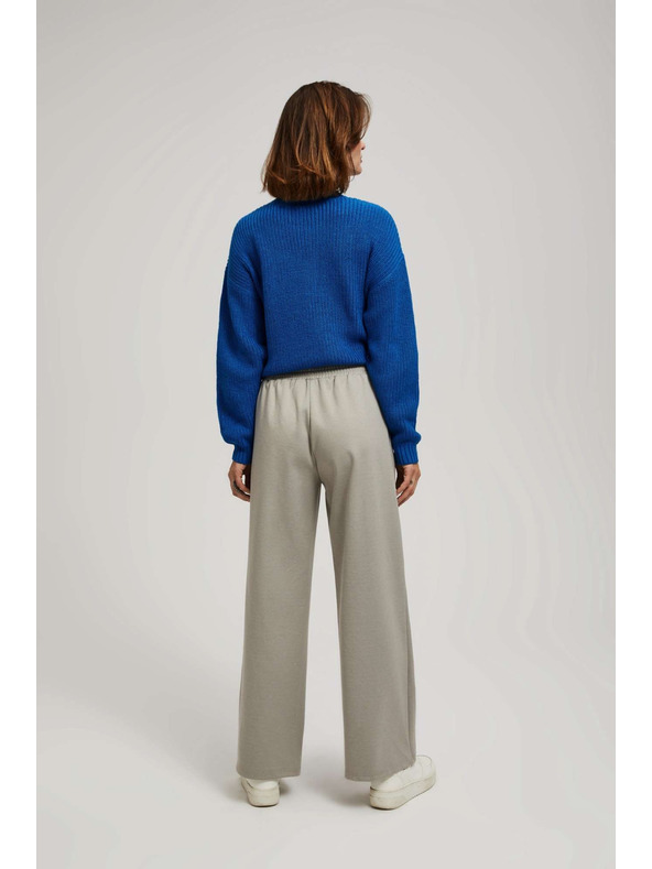 Moodo Hnedé nohavice so štruktúrou a širokými nohavicami Moodo