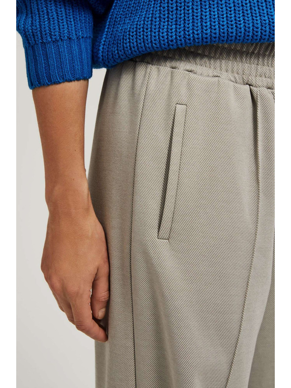 Moodo Hnedé nohavice so štruktúrou a širokými nohavicami Moodo