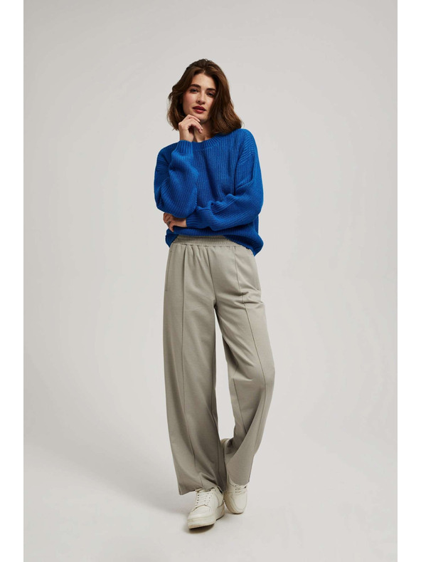 Moodo Hnedé nohavice so štruktúrou a širokými nohavicami Moodo