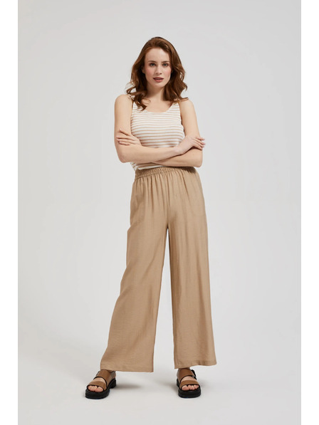 Moodo Béžové nohavice so širokým strihom a gumou v páse Moodo