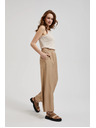 Moodo Béžové nohavice so širokým strihom a gumou v páse Moodo