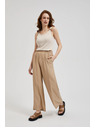 Moodo Béžové nohavice so širokým strihom a gumou v páse Moodo