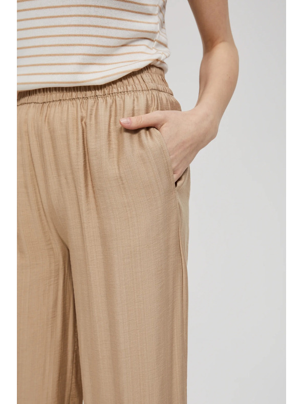 Moodo Béžové nohavice so širokým strihom a gumou v páse Moodo
