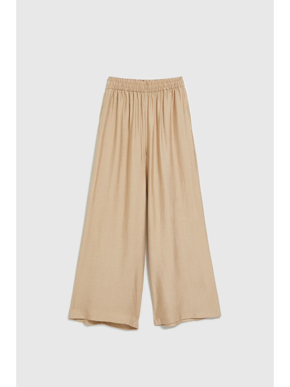 Moodo Béžové nohavice so širokým strihom a gumou v páse Moodo