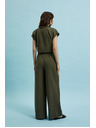 Moodo Olivkové bavlnené nohavice so širokým strihom Moodo