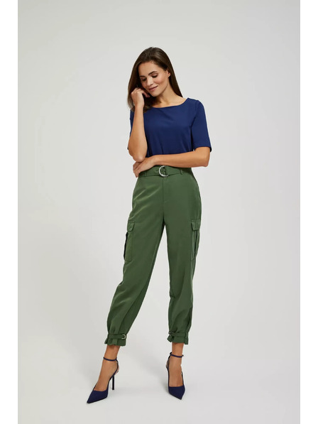 Moodo Khaki cargo nohavice so zúženým strihom Moodo
