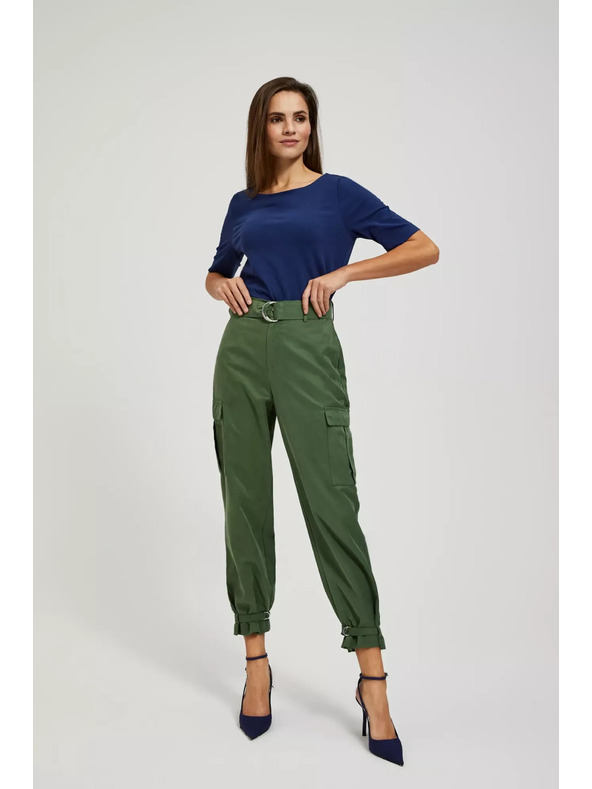 Moodo Khaki cargo nohavice so zúženým strihom Moodo