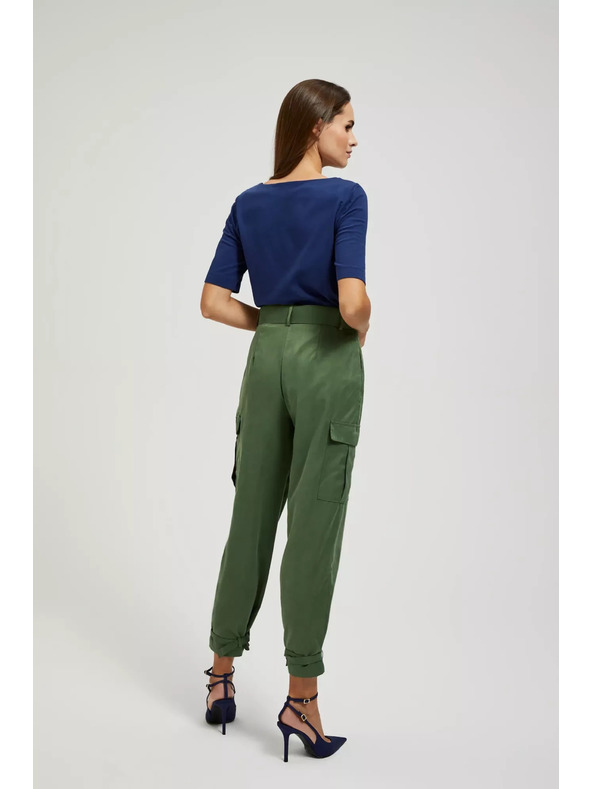 Moodo Khaki cargo nohavice so zúženým strihom Moodo