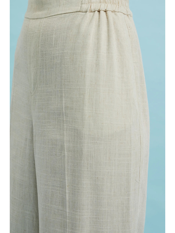 Moodo Ľanové nohavice so širokým strihom béžové Moodo