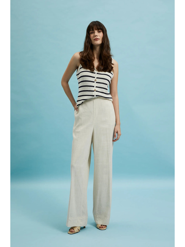 Moodo Ľanové nohavice so širokým strihom béžové Moodo