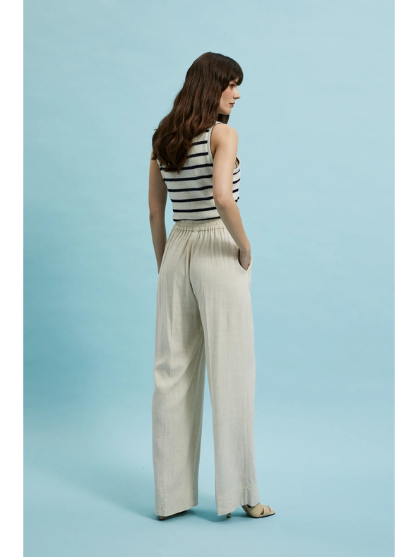 Moodo Ľanové nohavice so širokým strihom béžové Moodo